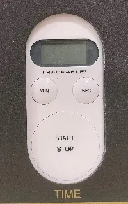 The built-in timer, with MIN and SEC keys and a START/STOP button